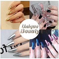 Allstarry Chrome Nail Powder 2Pcs Metallic Mirror Effect Dust Glitter Glazed Manicure Decoration Reflective Pigment For Gel Poli