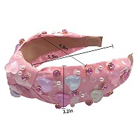 Sulcar Love Heart Headband For Women Wide Top Knot Headband With Rhinestone Jeweled Embellishments Perfect Gift For Special Oc