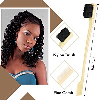 Geiserailie 3 Pcs Slick Back Hair Brush Set Bristle Hair Brush Edge Control Brush Teasing Comb For Women Baby Kids Black Hairb