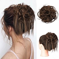 Lativ Messy Bun Hair Piece Scrunchie Extension Tousled Updo Hair Bun Hair Hairpieces Synthetic Chignon For Women Chestnut Brown