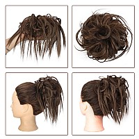 Lativ Messy Bun Hair Piece Scrunchie Extension Tousled Updo Hair Bun Hair Hairpieces Synthetic Chignon For Women Chestnut Brown