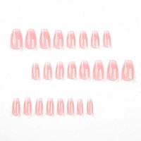 Wafoloze Press On Nails Medium Coffin Fake Nails Glossy False Nails With Pink White Ombre Press Ons Designs Acrylic Nails Press