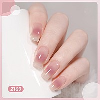 Gaoy Jelly Nude Pink Gel Nail Polish Of 6 Transparent Milky White Purple Shimmer Colors Sheer Gel Polish Kit For Salon Gel Manic