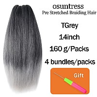 Osuntress Braiding Hair Pre Stretched 14 Inch 4 Packs Short Hair Extensions For Braids Synthetic Braiding Hair Prestretched Tg