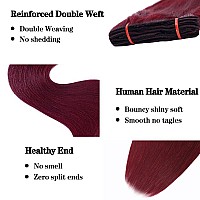 99J Burgundy Clip In Hair Extensions Real Human Hair Clip In Hair Extensions Black Women 120G 100 Human Hair Clip In Hair Exten