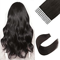 Sixstarhair Off Black Tape In Hair Extensions Black Brown Hair Extensions Seamless Tape In Extensions Remy Human Hair 20 Pieces