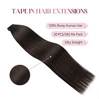 Sixstarhair Off Black Tape In Hair Extensions Black Brown Hair Extensions Seamless Tape In Extensions Remy Human Hair 20 Pieces