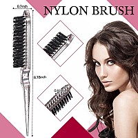 Geiserailie 3 Pcs Slick Back Hair Brush Set Bristle Edge Control Teasing Comb For Women Baby Kids Black Hair Clear Red