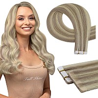 Full Shine Seamless Injection Tape In Hair Extensions 22Inch Highlighted Blonde Insert Virgin Human Hair Extensions Tape In Colo