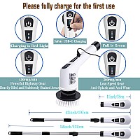 Electric Spin Scrubbercordless Cleaning Brush 3In1 Adjustable Detachable Exten Handle2 Rotat Speedshower Scrubber With 9 Re