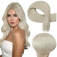 Full Shine Invisible Tape In Hair Extensions Human Hair White Blonde Virgin Human Hair Tape In Extensions 20Inch Tape Ins Human