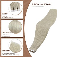 Full Shine Invisible Tape In Hair Extensions Human Hair White Blonde Virgin Human Hair Tape In Extensions 20Inch Tape Ins Human