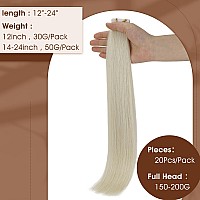 Full Shine Invisible Tape In Hair Extensions Human Hair White Blonde Virgin Human Hair Tape In Extensions 20Inch Tape Ins Human