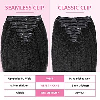 Seamless Clip In Hair Extensions Human Hair Invisible Pu Skin Weft Kinky Straight Seamless Clip Ins For Black Women Real Human H