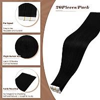 Full Shine Virgin Tape In Hair Extensions Human Hair Color 1 Jet Black Tape In Hair Extensions 16Inch Hair Extensions Tape In 20