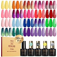 Rosalind 24Pcs Color Changing Gel Nail Polish Set Glitter Pink Green Purple Mood Temperature Change Gel Polish Set Soak Off Diy