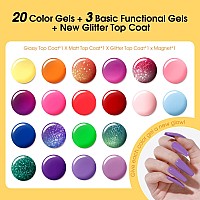 Rosalind 24Pcs Color Changing Gel Nail Polish Set Glitter Pink Green Purple Mood Temperature Change Gel Polish Set Soak Off Diy