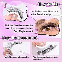 Wiwoseo Self Adhesive Eyelashes No Glue Needed Clear Band False Lashes Natural Look Lash Extensions Reuseable Self Adhesive Lash