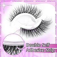 Wiwoseo Self Adhesive Eyelashes No Glue Needed Clear Band False Lashes Natural Look Lash Extensions Reuseable Self Adhesive Lash