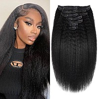 Seamless Clip In Hair Extensions Human Hair Kinky Straight 18Inch 120G 8Pcs Seamless Clip Ins For Black Women Real Human Hair Ex