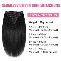 Seamless Clip In Hair Extensions Human Hair Kinky Straight 18Inch 120G 8Pcs Seamless Clip Ins For Black Women Real Human Hair Ex