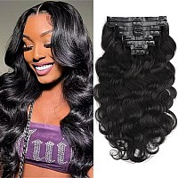 Goulus Seamless Clip In Hair Extensions Real Human Hair 8Pcs Body Wave Clip Ins For Black Women Brazilian Virgin Human Hair Exte