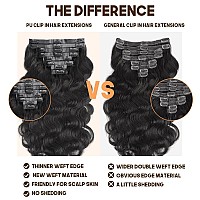 Goulus Seamless Clip In Hair Extensions Real Human Hair 8Pcs Body Wave Clip Ins For Black Women Brazilian Virgin Human Hair Exte