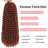 Ginger Passion Twist Hair 14 Inch Copper Red Passion Twist Hair Water Wave Crochet Hair 8 Packs Ginger Orange Braiding Hair 16 S