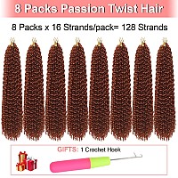 Ginger Passion Twist Hair 14 Inch Copper Red Passion Twist Hair Water Wave Crochet Hair 8 Packs Ginger Orange Braiding Hair 16 S