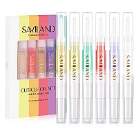 Saviland Natural Cuticle Oil Pen 6Pcs Revitalizing Cuticle Oil For Nails With Vitamin E Repaired Cuticles Overnight Cuticle Sof