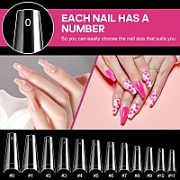 Krofaue 1200Pcs Coffin Nail Tips Half Cover Ballerina Nail Tips 12 Size False Nail Tips For Acrylic Nails Professional Manicur