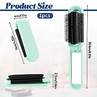 Travel Folding Hair Brush With Mirror For Women Small Collapsable Hair Comb With Soft Nylon Bristles Portable Mini Pocket Size