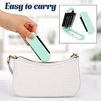 Travel Folding Hair Brush With Mirror For Women Small Collapsable Hair Comb With Soft Nylon Bristles Portable Mini Pocket Size