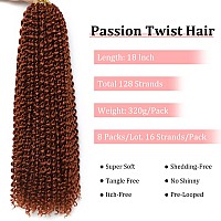 Ginger Passion Twist Hair 18 Inch Copper Red Passion Twist Crochet Hair Water Wave Braiding Hair 8 Packs Ginger Orange Braiding