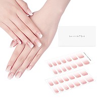 Danni Toni Semi Cured Gel Nail Strips Ombre Memory Pink White Gel Nail Stickers Natural Gel Nail Wraps 28 Stickers