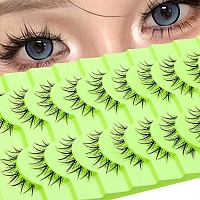 Outopen 10 Pairs Manga Lashes Korean Asian Lashes Anime Eyelashes Japanese Makeup Fake Lashes Spiky False Eyelashes