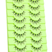 Outopen 10 Pairs Manga Lashes Korean Asian Lashes Anime Eyelashes Japanese Makeup Fake Lashes Spiky False Eyelashes