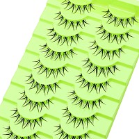 Outopen 10 Pairs Manga Lashes Korean Asian Lashes Anime Eyelashes Japanese Makeup Fake Lashes Spiky False Eyelashes