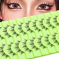 Outopen 10 Pairs Manga Lashes Korean Asian Lashes Anime Eyelashes Japanese Makeup Fake Lashes Spiky False Eyelashes