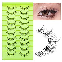 Outopen 10 Pairs Manga Lashes Korean Asian Lashes Anime Eyelashes Japanese Makeup Fake Lashes Spiky False Eyelashes