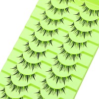 Outopen 10 Pairs Manga Lashes Korean Asian Lashes Anime Eyelashes Japanese Makeup Fake Lashes Spiky False Eyelashes