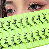 Outopen 10 Pairs Manga Lashes Korean Asian Lashes Anime Eyelashes Japanese Makeup Fake Lashes Spiky False Eyelashes