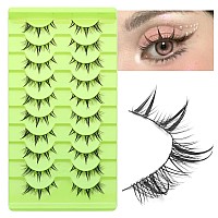 Outopen 10 Pairs Manga Lashes Korean Asian Lashes Anime Eyelashes Japanese Makeup Fake Lashes Spiky False Eyelashes