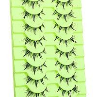 Outopen 10 Pairs Manga Lashes Korean Asian Lashes Anime Eyelashes Japanese Makeup Fake Lashes Spiky False Eyelashes