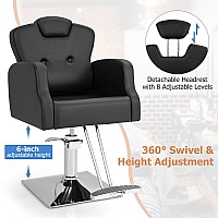 Giantex Barber Chair, Salon Chair With Adjustable Seat Height, 360Swivel, Heavy Duty Hydraulic Pump, Salon Chair For Hair Stylist Barbershop Spa Beauty Makeup Station, Support Up To 330 Lbs