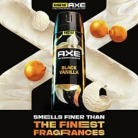 Axe Fine Fragrance Collection Premium Body Spray Black Vanilla With Orange Sandalwood 3 Count With 72H Odor Protection Aluminu