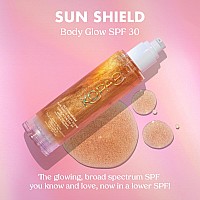 Kopari Sun Shield Body Glow Spf 30 Uv Protection Sheer Sunscreen Golden Amber Sweat And Water Resistant Antioxidant Vitami