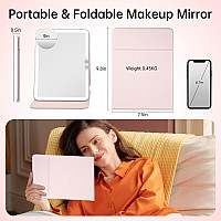 Funtouch 2500Mah Large Rechargeable Travel Makeup Mirror With Lights Portable Makeup Mirror With 10X Magnifying Mirror 3 Lighti