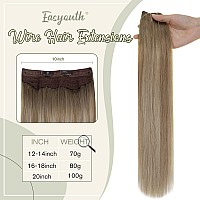 Easyouth Invisible Fish Line Hair Extensions Honey Blonde Mix Bleach Blonde Wire Hair Extensions Real Human Hair Transparent Wir