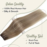 Easyouth Invisible Fish Line Hair Extensions Honey Blonde Mix Bleach Blonde Wire Hair Extensions Real Human Hair Transparent Wir